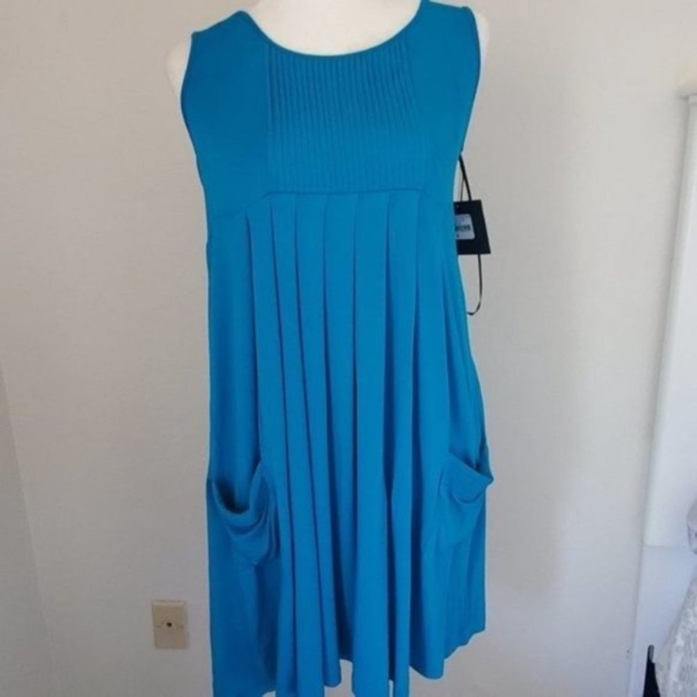 Ellen Tracy Turquoise Sleeveless A-Line Dress NWT